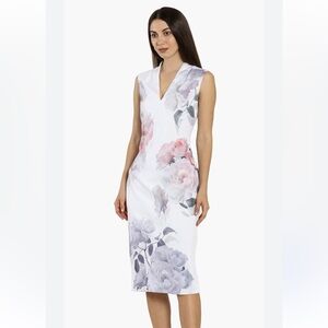 Ted Baker Sleeveless‎ Marah Bouquet Bodycon Photo Realistic Floral Dress